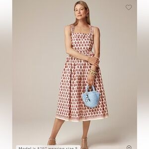 NWT J. Crew Embroidered apron dress in block print